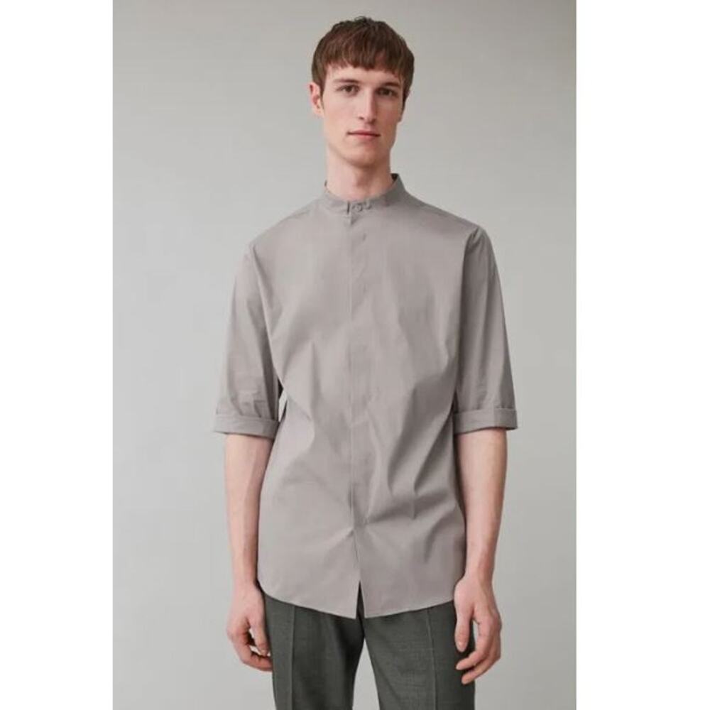 COS 3/4-Sleeved Grandad Shirt Gray S